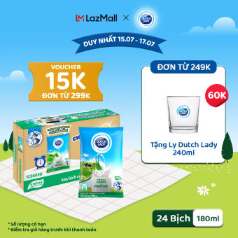 Thùng 24 Bịch Sữa Tươi Tiệt Trùng Có Đường Dutch Lady Canxi & Protein 180ml (24x180ml)