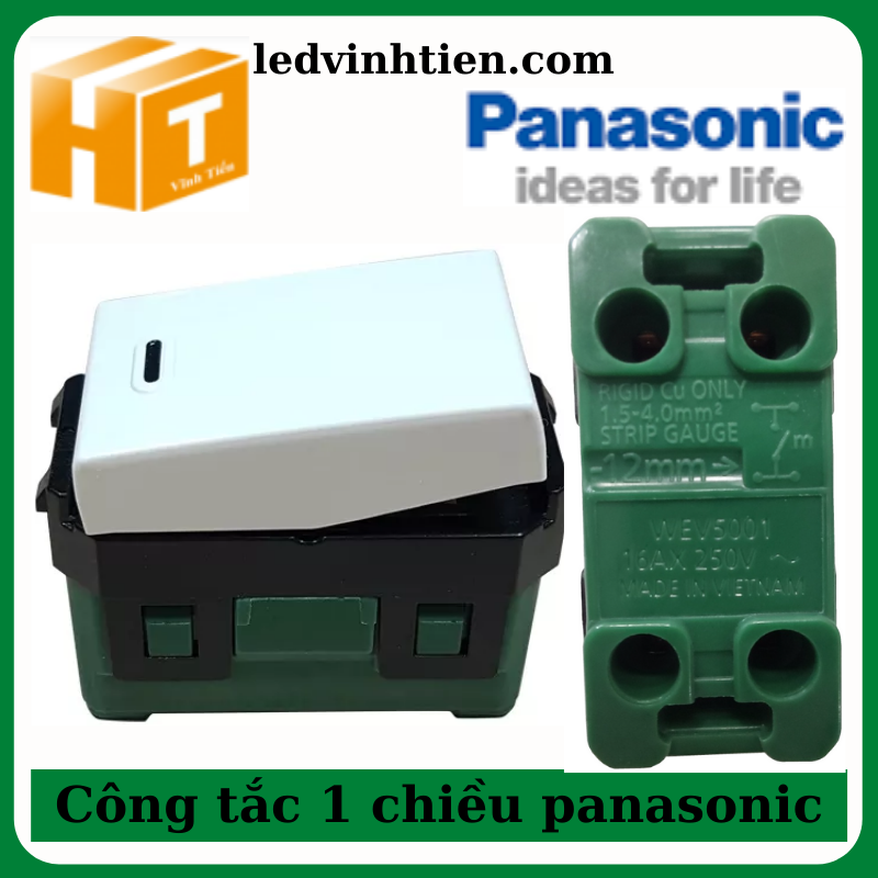 PANASONIC Công Tắc 1 Chiều 16A WEV5001SW WIDE - Hàng Chính Hãng - BH 12 Tháng. Công tắc pana lớn Côn