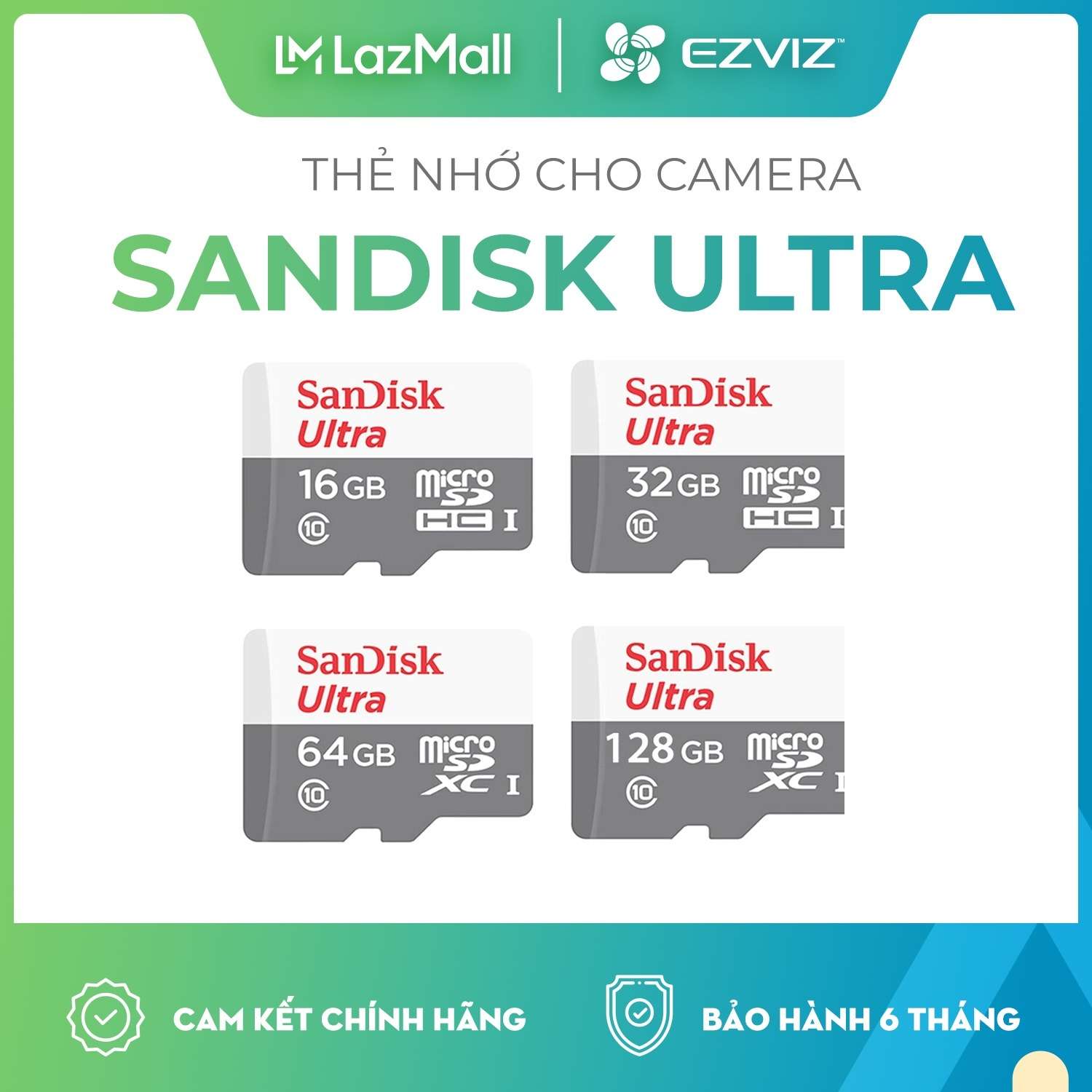 Thẻ Nhớ SanDisk Ultra MicroSD Dung Lượng 32G-64GB-128G tốc độ cao 100MB/s Class 10 UHS-1 không Adapter - Hàng Chính Hãng