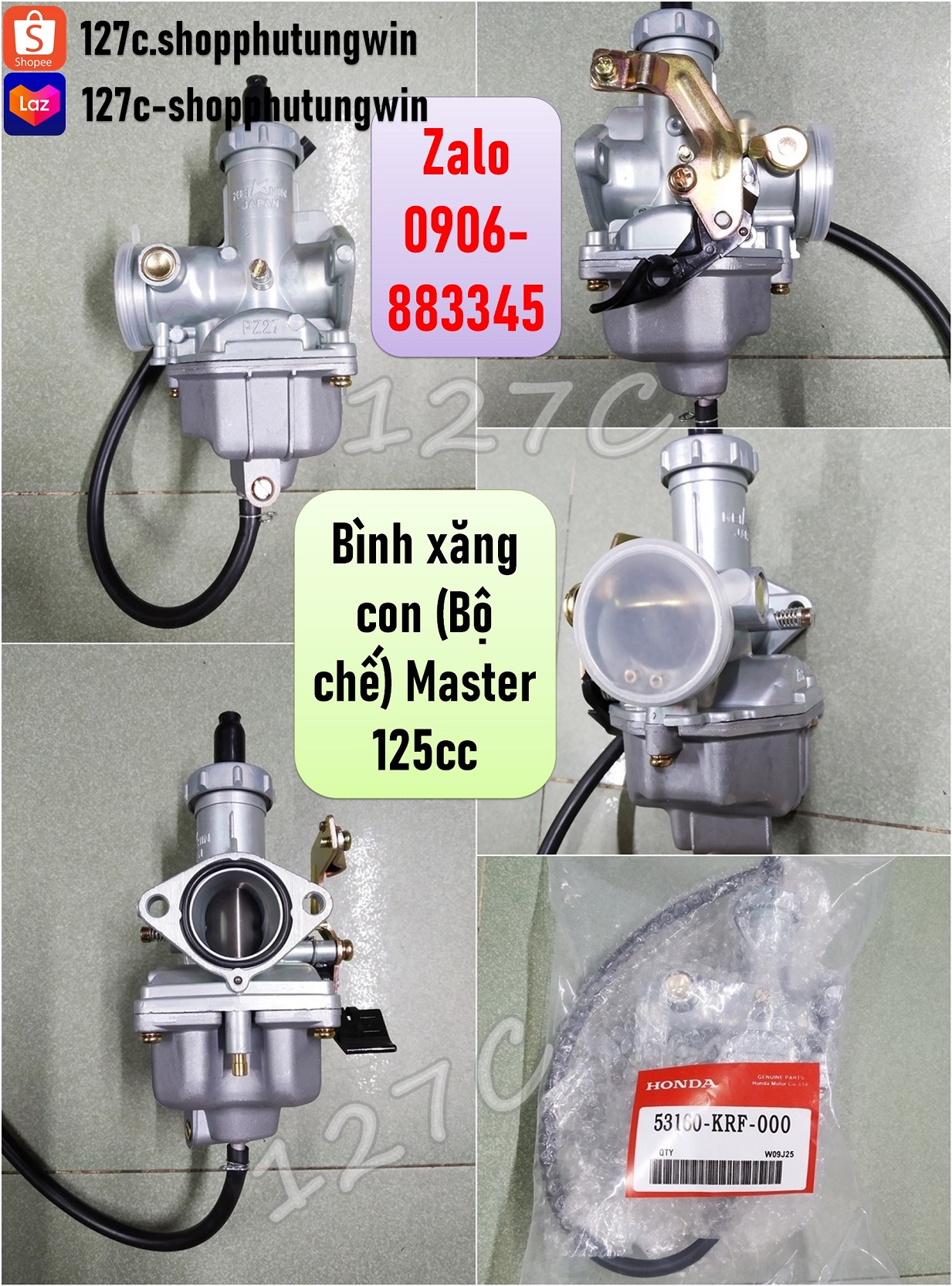 Bình xăng con / chế hoà khí honda master 125cc phù hợp cg125 gd110 bonus125 husky125