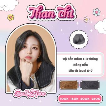 nhuộm tóc màu THAN CHÌ lên từ nền đen không phải dùng tẩy tóc Buddy của Buddyhairs tặng kèm găng tay mũ trùm