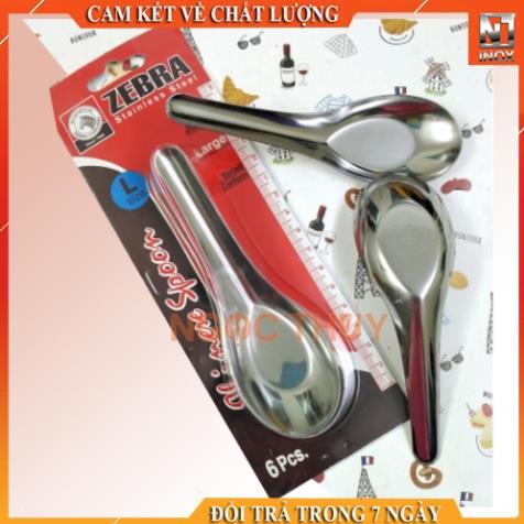 Vỉ 6 thìa/ muỗng inox zebra size l & zumbo thái lan