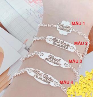 Lắc tay bạc khắc tên theo yêu cầu