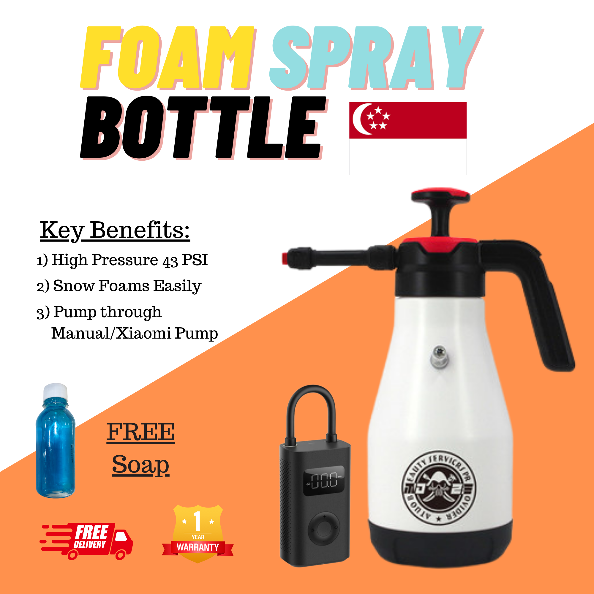 Foam Sprayer, Foaming Pump Hand Pressure foam Sprayer Water Sprayer Bottle  Hand Pressurized Soap Foam Sprayer Manual Pump Car Wash Bottle 2.0L 