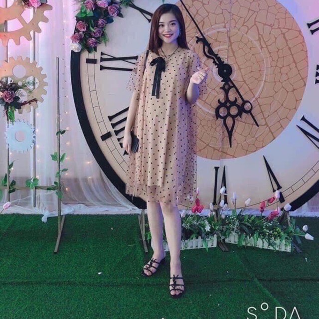 Đầm Bầu Babydoll Chấm Bi Cực Xinh