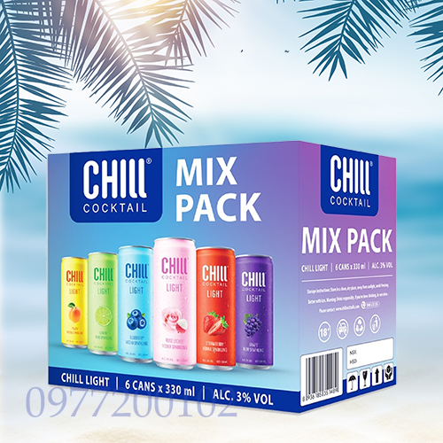 Thùng 6 lon Chill Cocktail mix vị 330ml/lon