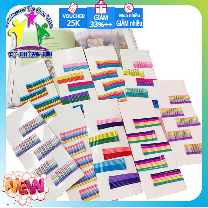 Kẹp tóc nữ Hàn Quốc cute, phụ kiện nữ kẹp tăm nhiều màu, cặp tóc mái cho bé gái, kẹp xước siêu dễ thương - thương hiệu Vợ Chồng Tôi