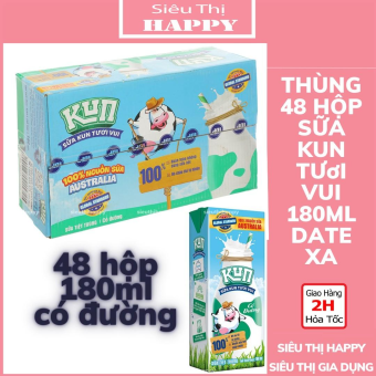 Thùng 48 Hộp Sữa Kun Tươi Vui 180ml Có Đường.