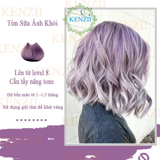 Combo 3 món]Thuốc nhuộm tóc Kami màu tím khói (9RV) + TẶNG kèm trợ nhuộm