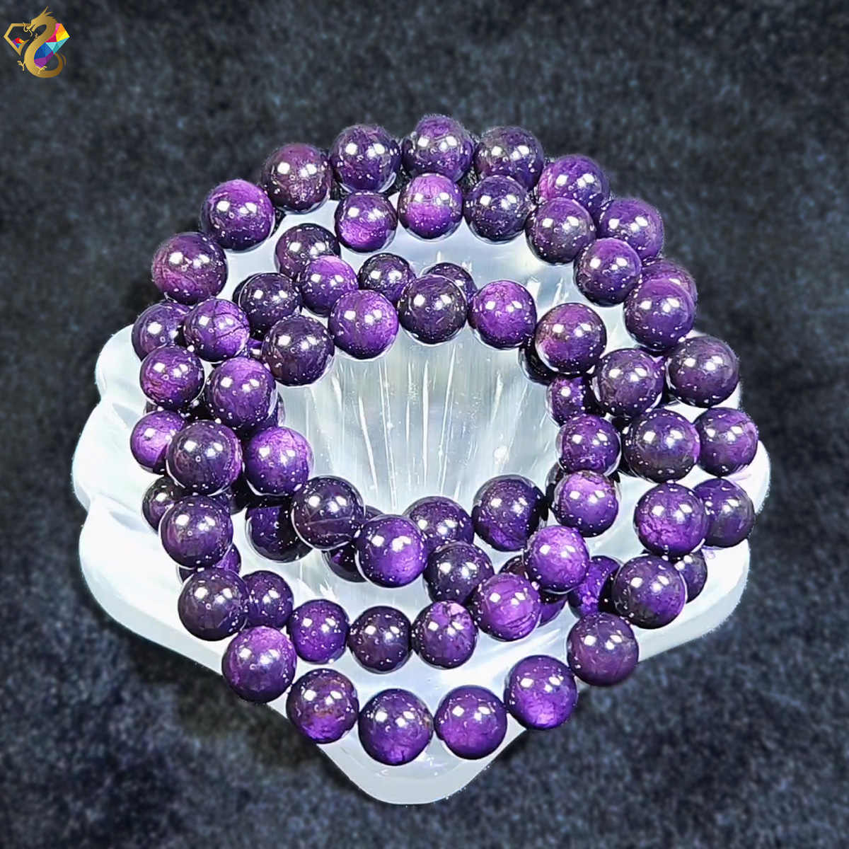 Natural 4-12mm Purple Sugilite Round Beaded Bracelet From South Africa, 7.5 Inch, AAA Grade Charm Spacer