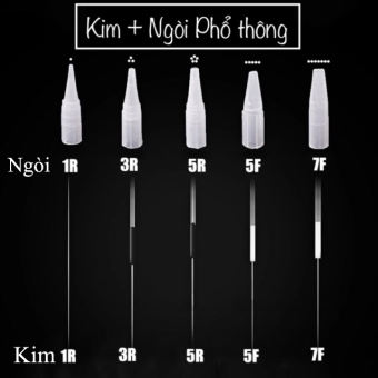 Kim xăm 1 dài + Ngòi 1 phun xăm dành cho Máy Phổ Thông - Máy idm - Máy Rồng