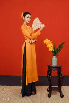 Áo dài cách tân Lalin áo dài lụa tơ tằm dáng xuông 2 tà Thy Yến