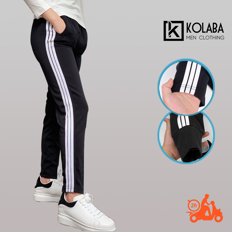 Quần Thể Thao Poly 3 Sọc Cho Cả Nam Và Nữ Ống Bó Và Ống Xuông Kolaba