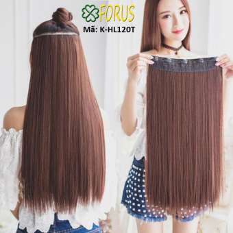 Tóc giả kẹp dải thẳng 5 phím 60cm HL120T, màu [nâu đen 4#]