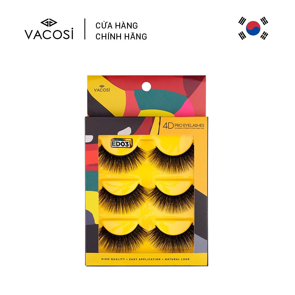 Vacosi hộp 3 cặp lông mi giả 4d pro eyelash #ed03
