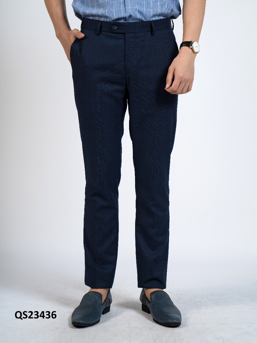 OWEN - Quần âu nam Owen dáng slimfit màu xanh navy kẻ ô to 23436