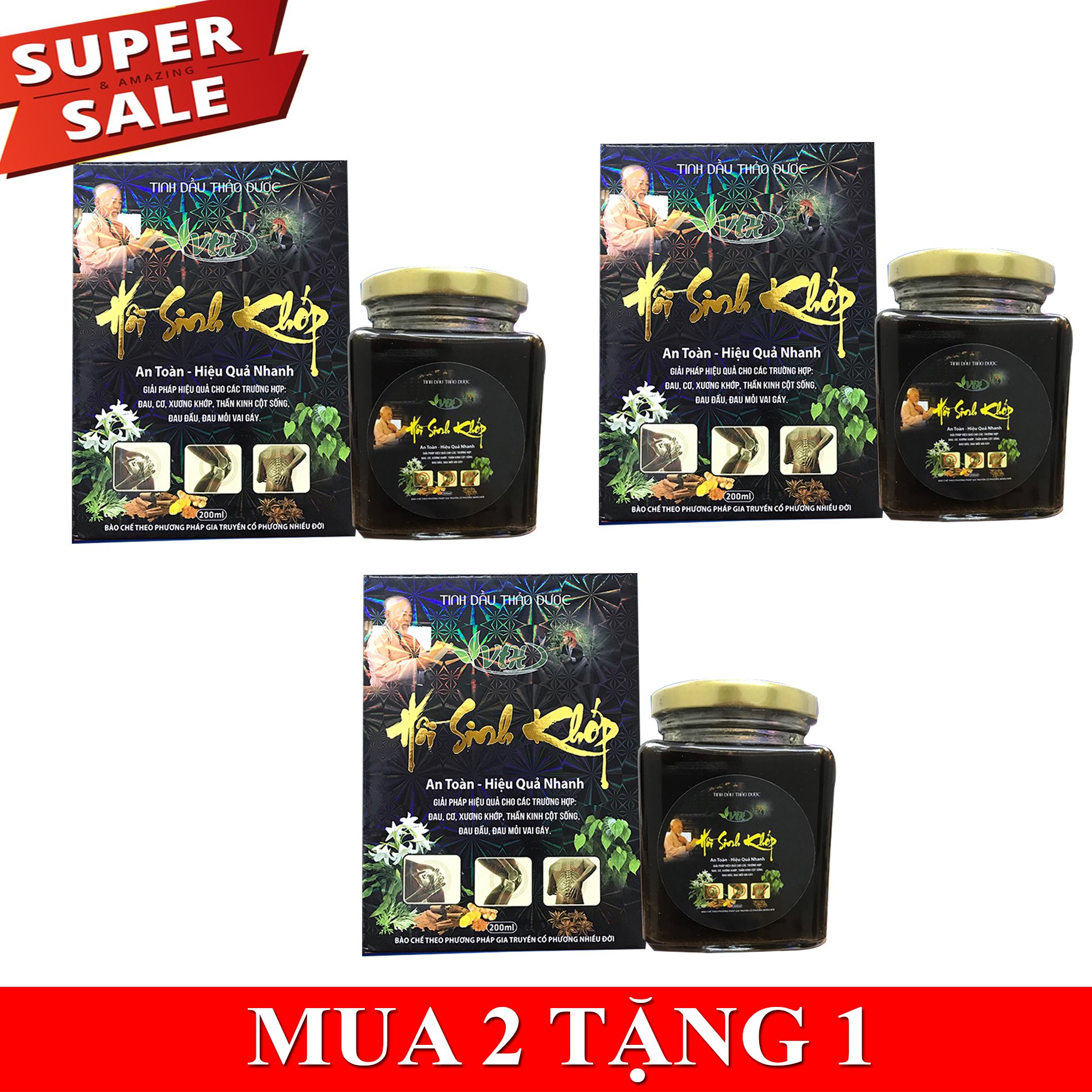 Tinh Dầu Thảo Dược Hồi Sinh Khớp " mua 2 tặng 1 "