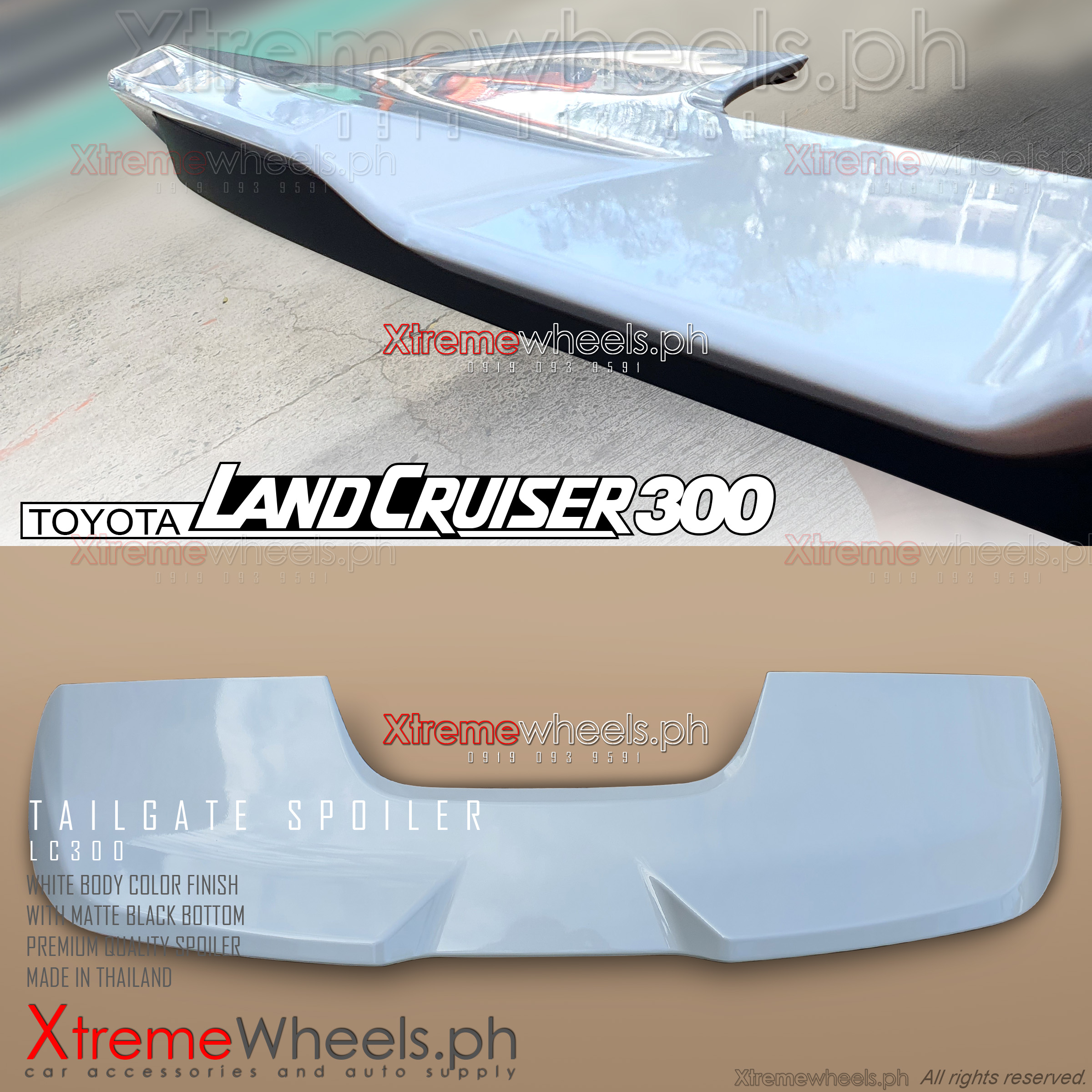 TOYOTA LC300 SPOILER THAILAND MADE with BODY COLOR WHITE ( LC300 ACCESSORIES ) Presyo 7,926 Piso*Libreng Shipping