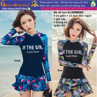 Bộ đồ bơi nữ quần rời giả váy đồ bơi dài tay nữ big size GLSWIM069 Cuocsongvang