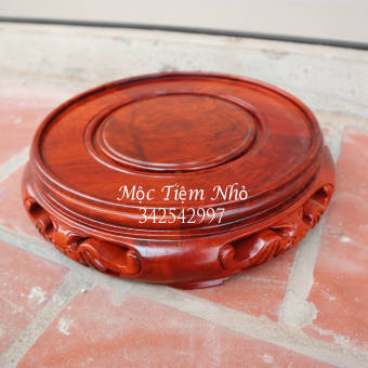 Kỷ đế tròn gỗ hương đỏ đế tròn không chân đế bát hương đồ thờ gỗ kê bát hương