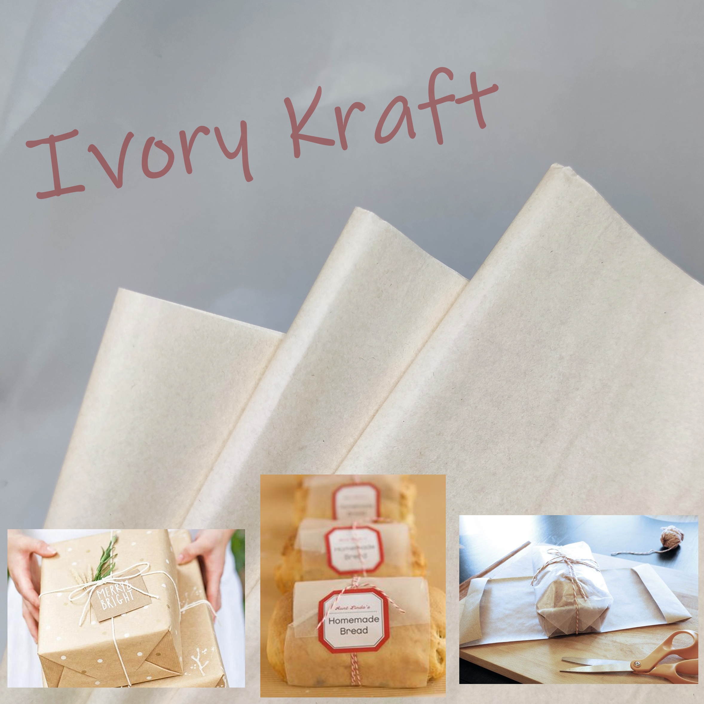 Giấy gói mỏng, gói hàng, gói bánh, giấy mỏng tinh tế siêu đẹp - Giấy Kraft Ivory