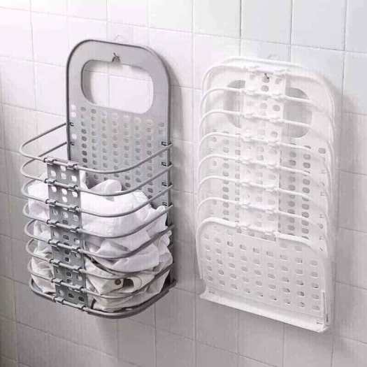 Giỏ nhựa đựng quần áo và đồ dùng sinh hoạt treo tường có thể gấp gọn