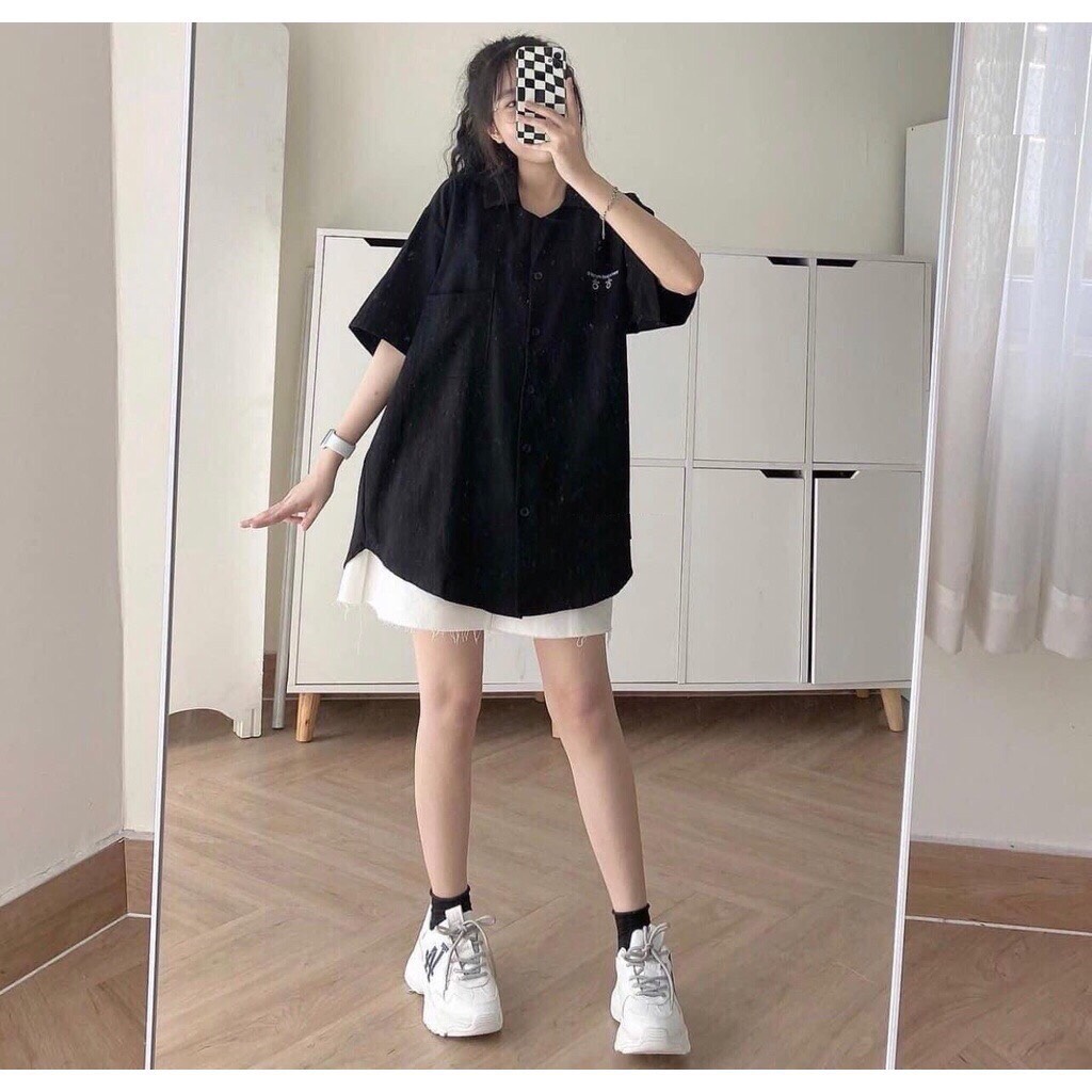 Áo sơ mi nam nữ,áo sơ mi thêu chữ ngực