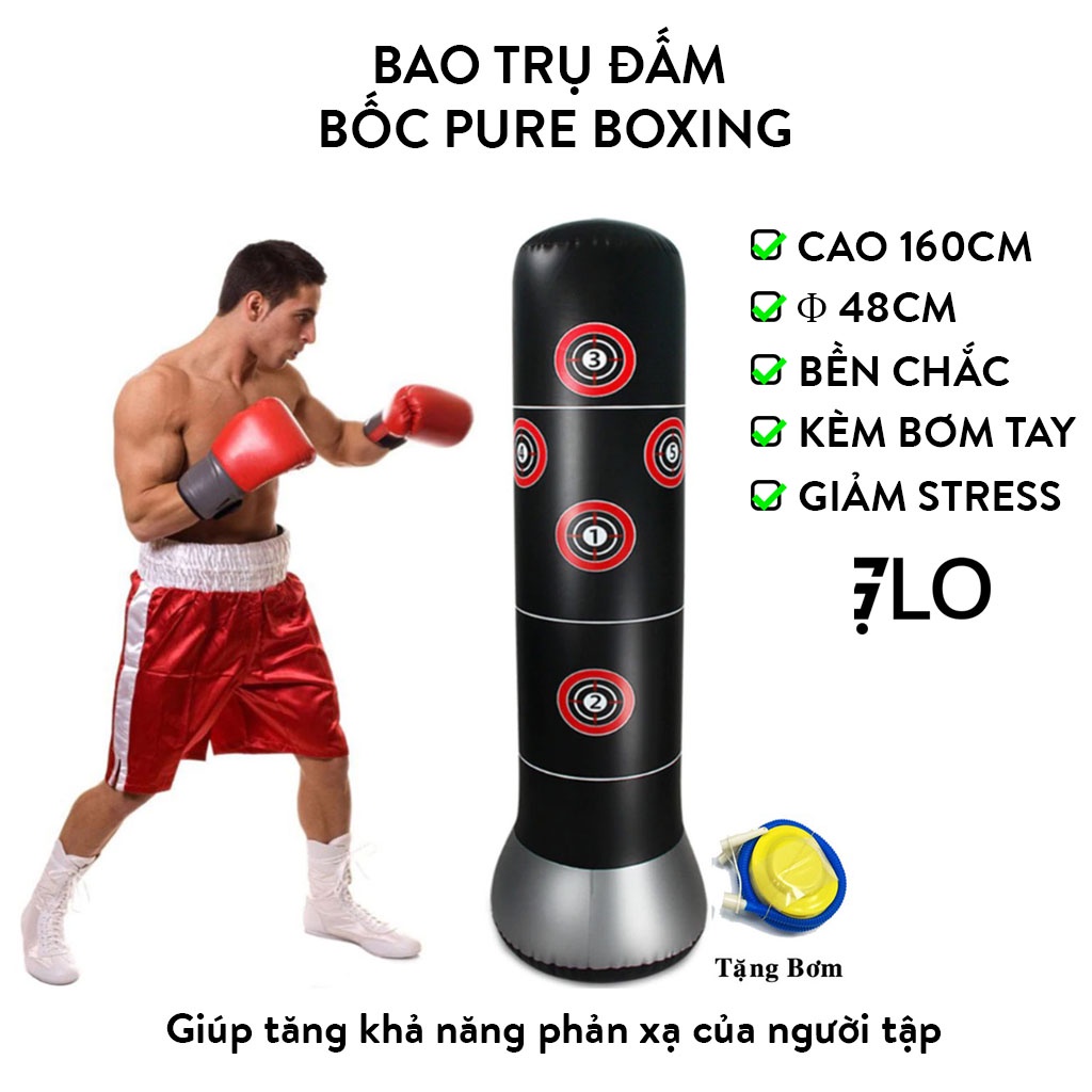 Bao Cát Đấm Bốc Boxing Võ Thuật , Trụ Hơi Đấm Bốc Phản Xạ Phiên Bản 5.0 Tặng Bơm Hơi , Bao Cát Người Lớn Trẻ Em Dụng Cụ Tập Gym Tại Nhà ,Giúp Người Tập Nâng Cao Phản Xạ, Sức Bền, Khả Năng Đối Phó Trong Cự Ly Gần...