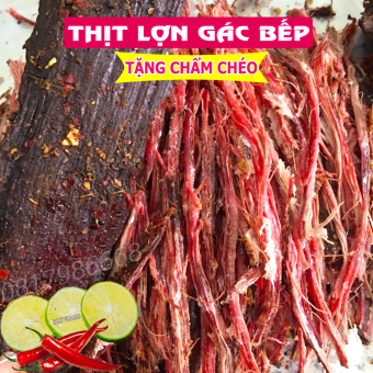 Thịt lợn gác bếp 1kg loại Đặc biệt thơm mắc khén vị núi rừng Tây Bắc (KÈM CHẨM CHÉO) Thịt heo sấy khô hút chân không quà biếu tết đảm bảo Sạch sẽ VSATTP