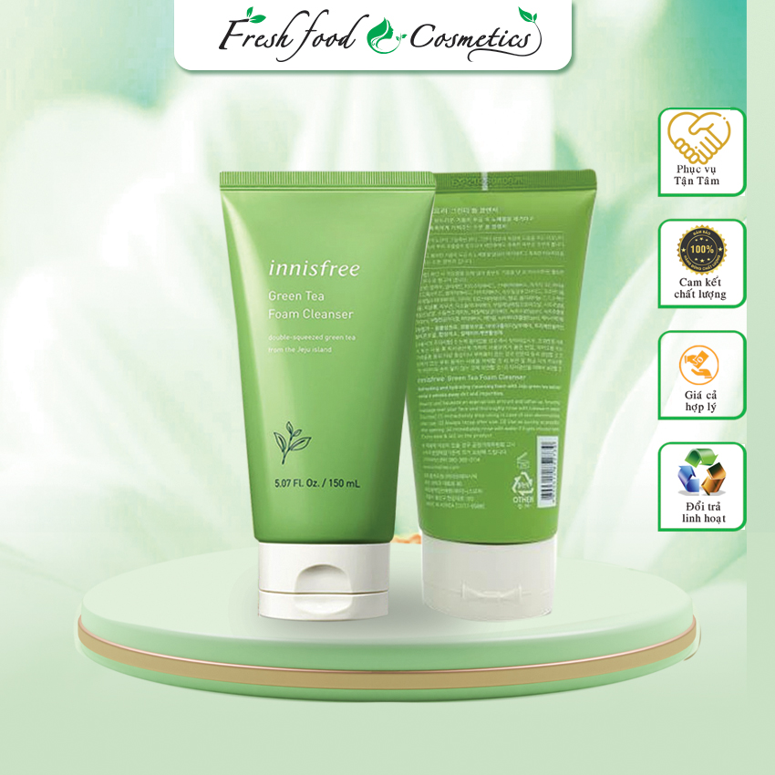 Sữa rửa mặt Innisfree trà xanh 150ml làm sạch sâu và ngăn ngừa mụn hiệu quả - freshfood cosmetic