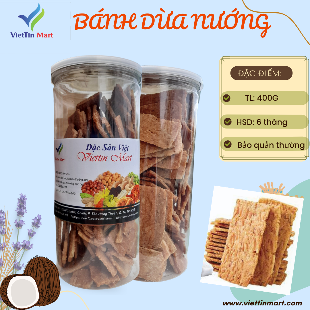 400g bánh dừa nướng thơm ngon đậm vị dừa | viettin mart
