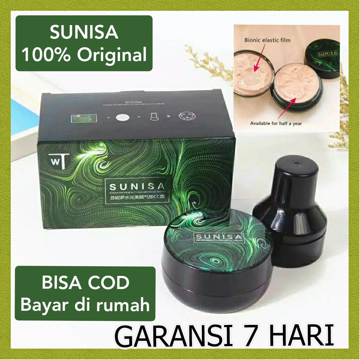 Lazada Indonesia - CANTIK SUNISA Beauty Cream Bedak Glowing ORIGINAL 100% – Bedak Glowing Korea Anti Air Tahan Lama Waterproof BB Cream Mushroom Cushion Foundation / Sunisa Bedak Glowing / Bedak Basah Bukan Bedak Padat