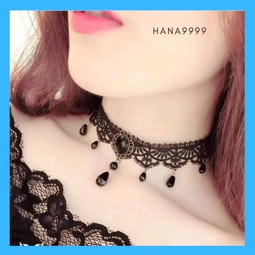 [HCM]Vòng cổ nữ choker chất liệu ren đính đá phong cách mới trang sức dự tiệc đi chơi siêu sang chảnh