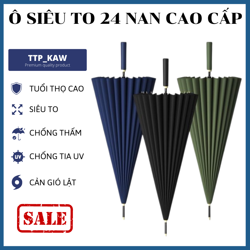 Dù cao cấp, Dù đi mưa cao cấp, Ô du - Ô siêu to 24 nan che nắng mưa, chống lật, chống tia UV - Bảo Hành Uy Tín Bởi Blue House 97