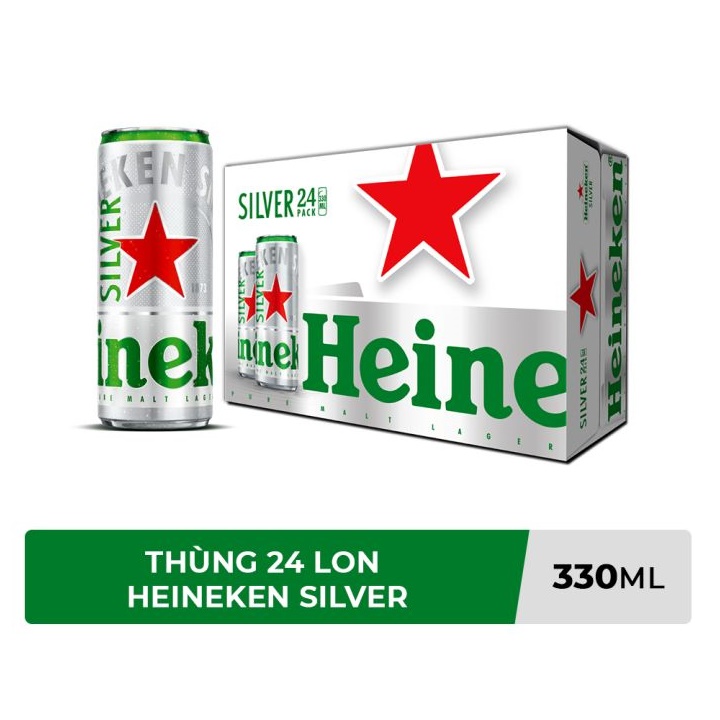Thùng 24 lon bia Heineken Silver 330ml/lon