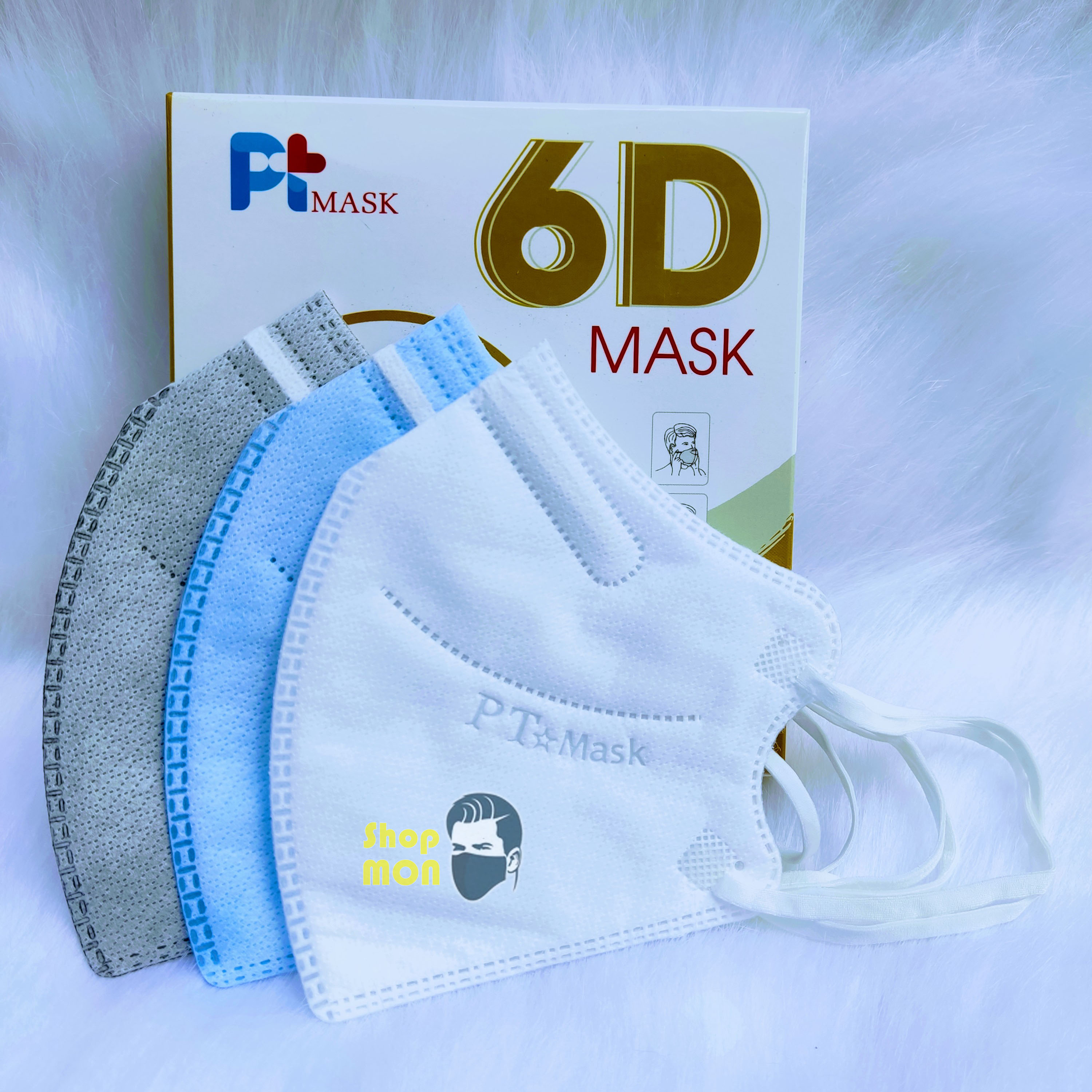 Khẩu trang, 6D mask, Mềm mại, Êm ái dễ thở, Chống tia UV, Kháng Khuẩn, Ngăn khói bụi min, Hàng chính hãng Pt