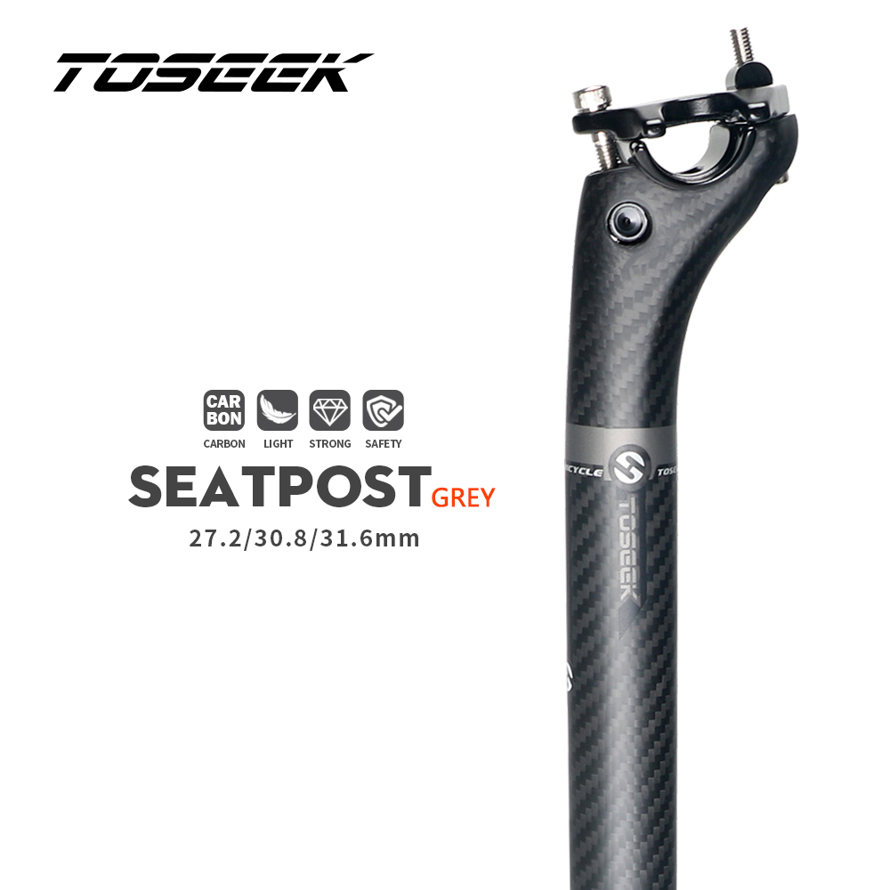 Toseek cod cốt yên xe đạp cacbon đường trường phụ tùng xe đạp cốt yên xe đạp siêu nhẹ độ bền cao cốt yên 20mm dệt 3k cốt yên xe đạp mtb 27.2/.30.8/31.6mm màu đen phụ kiện xe đạp