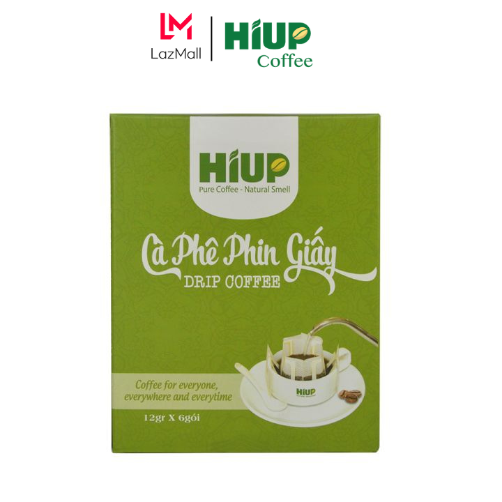 Cà Phê Phin Giấy Hiup Coffee nguyên chất, tiện lợi Hộp 6 phin x 12g - HIUP