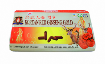 Viên Hồng Sâm Korean Red Ginseng Gold, Bổ Sung Đông Trùng Hạ Thảo – Giúp Bồi Bổ Sức Khỏe Ăn Khỏe Ngủ Tốt - Tăng Cường Thể Lực - Hộp Sắt 60 Viên