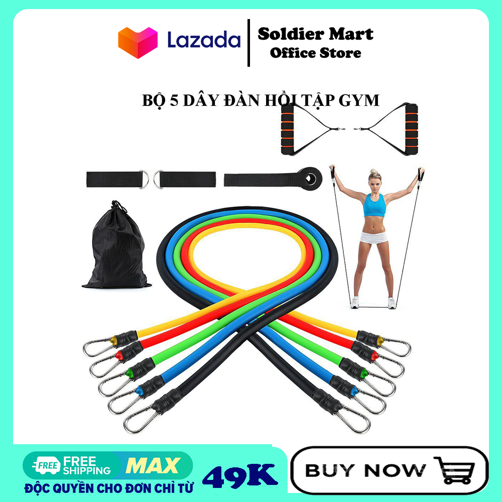 Dây kháng lực đa năng dây tập gym bộ 5 dây tập thể dục ngũ sắc- dây ngũ sắc tập gym đa năng full body - dây kháng lực tập gym, dụng cụ tập gym tại nhà