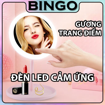 Gương Đèn Led Cảm Ứng Để Bàn Trang Điểm Make up 3 Chế Độ Ánh Sáng Kèm Sạc USB