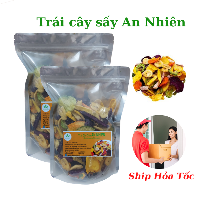 Trái cây sấy thập cẩm hàng nguyên An Nhiên 1kg, đồ ăn vặt dinh dưỡng tốt cho sức khỏe
