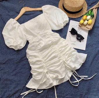 ĐẦM CỔ VUÔNG RÚT DÂY CHÂN BÈO