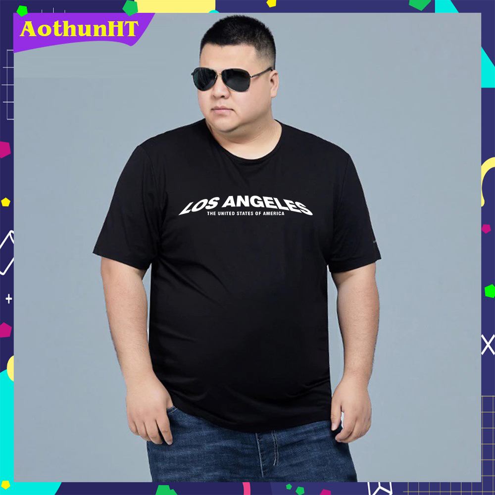 Áo Thun Nam Big Size 4XL 5XL Mẫu Los Angeles USA - Vải Mềm Mịn Mặc Thoải Mái - Áo Thun Trắng Đen Size Lớn Từ 85kg Đến 110kg - AothunHT