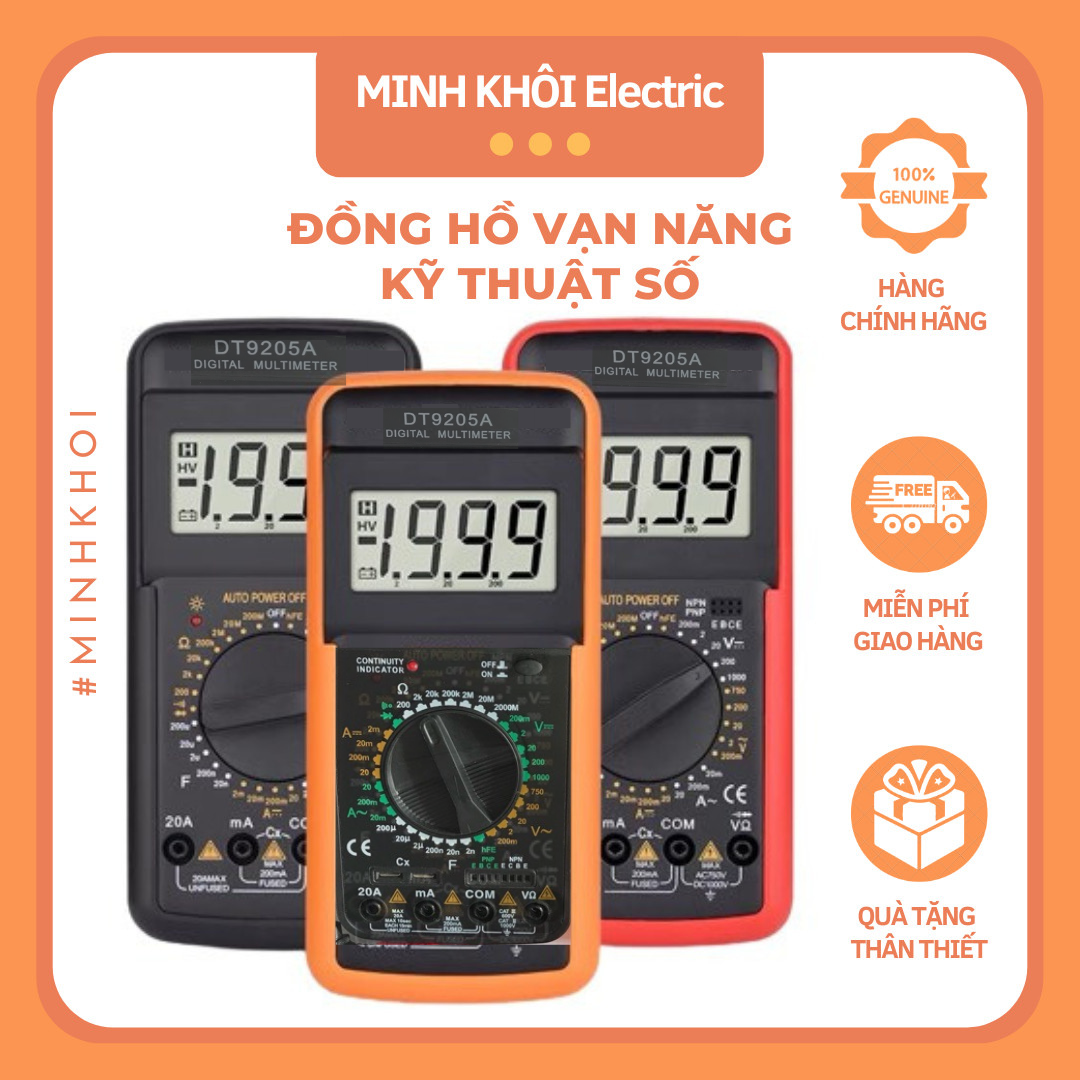 Đồng hồ vạn năng điện tử Excel DT 9205A kèm pin mẫu mới