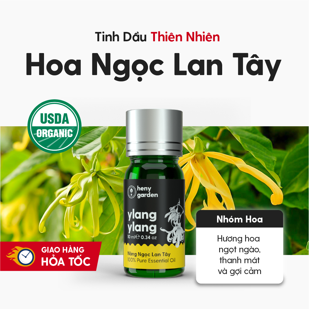 Tinh Dầu Thơm Phòng Ngọc Lan Tây Organic Thiên Nhiên Nguyên Chất Đậm Đặc HENY GARDEN Xông Thơm Phòng, Làm Nến Thơm Thư Giãn Giúp Dễ Ngủ 10mL