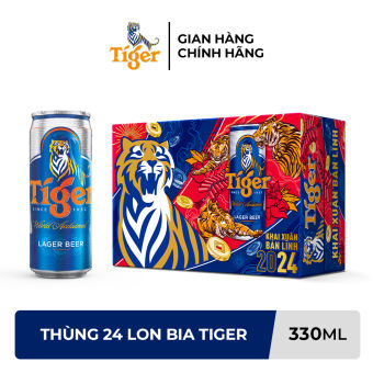 Thùng 24 lon bia Tiger 330ml/Lon - Bao bì Xuân và Bao bì Thường