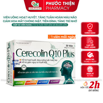 Viên uống bổ não ginkgo giúp hoạt huyết dưỡng não CERECOLIN Q10 PLUS hộp 30 viên