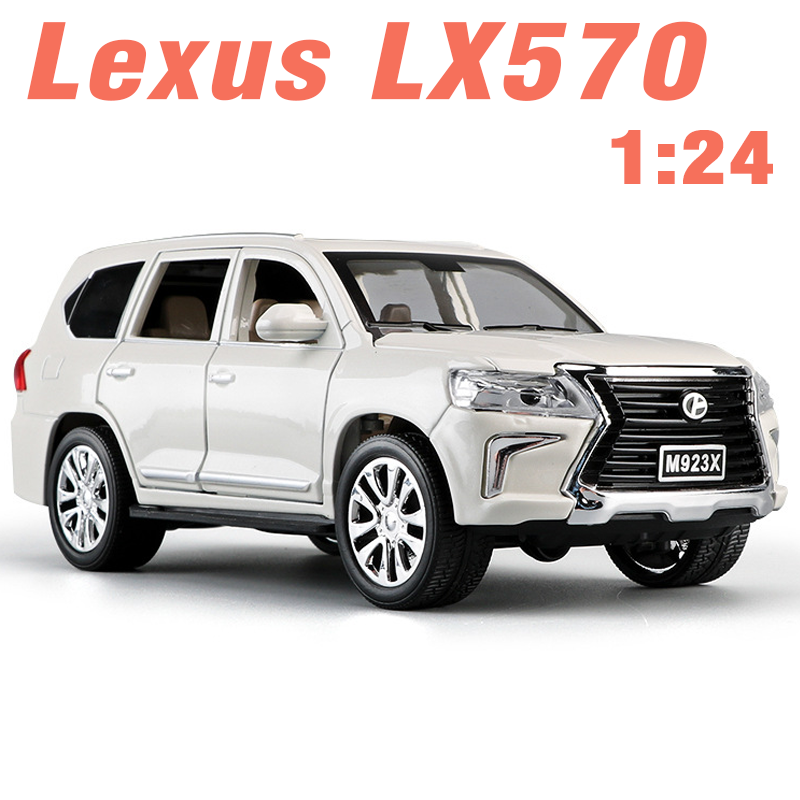 Mô hình xe ô tô Lexus LX570 XLG tỉ lệ 1:24 đồ chơi trẻ em xe ô tô làm bằng kim loại mở được cửa có đèn và âm thanh và chạy bằng cót