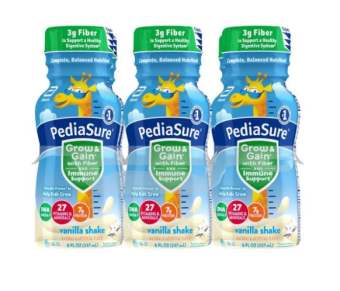 Lốc 6 Chai Sữa dinh dưỡng cho bé Pediasure Grow & Gain with Fiber (Giàu chất xơ) 237ml - Nhập khẩu Mỹ. Date 03/2024